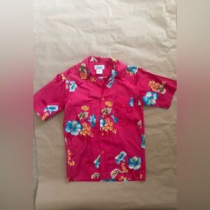 Rare Vintage women’s Hawaiian Shirt surf line Hawaii size large pink with floral